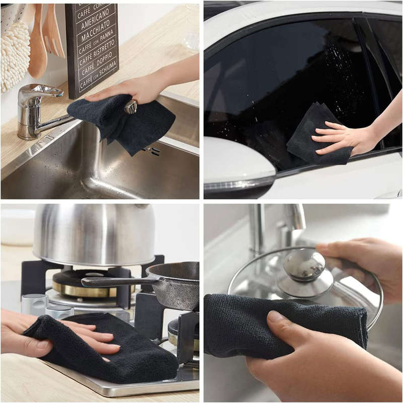Multi-Purpose Microfibre Cleaning Cloth - 200gsm - 10 Pack - Black