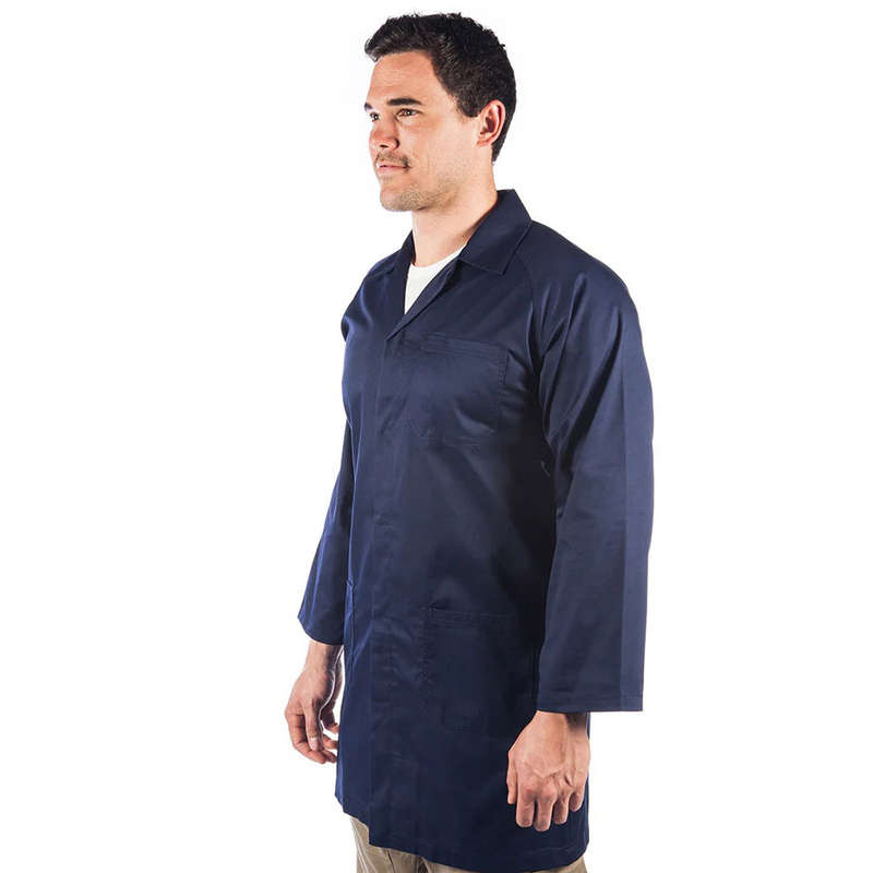 Dust Coat-Polycotton 3 Pocket Button Down Coat - Navy Blue - 38