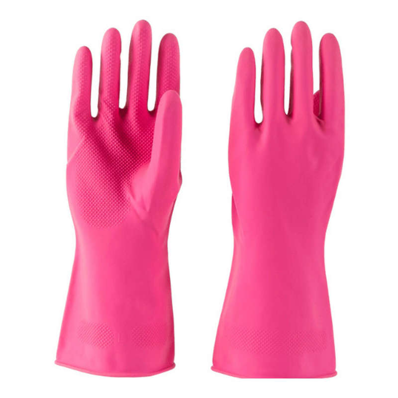 Rubber Household Cleaning Gloves - Pink - Large