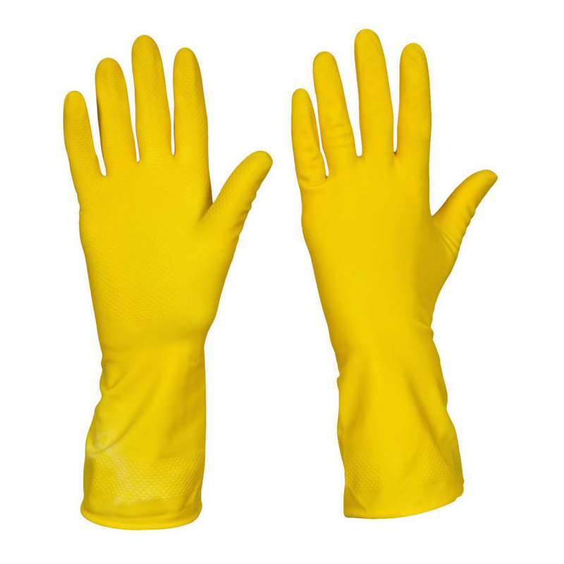 Rubber Household Cleaning Gloves - Set - Yellow - Large