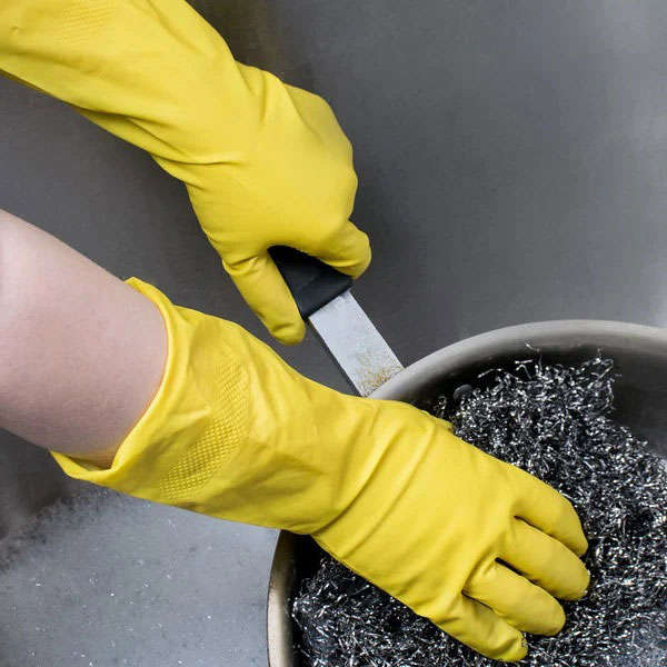 Rubber Household Cleaning Gloves - Set - Yellow - Large