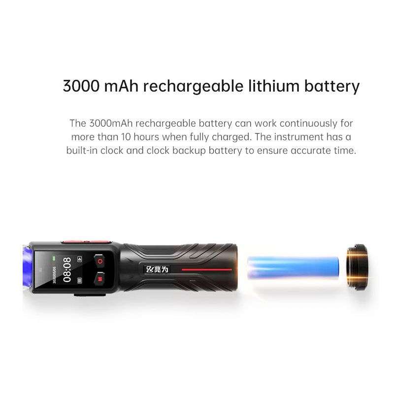 Alcohol Tester Fuel Cell Type Baton Breathalyzer-Red/Blue/White LED Lights