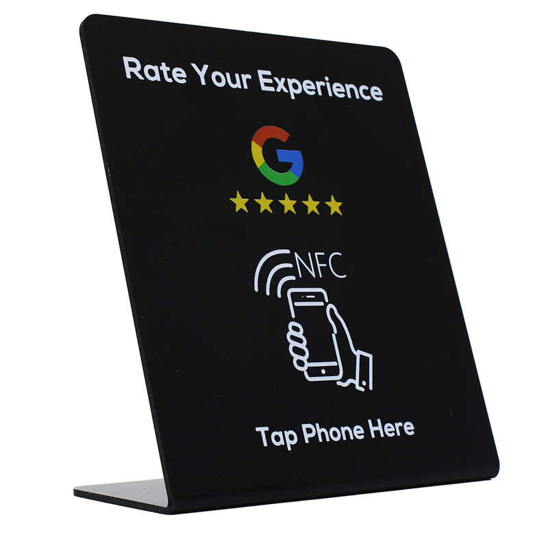 Google Review NFC Table Top Display Tap & Review Stand (Black Edition)14X12 CM
