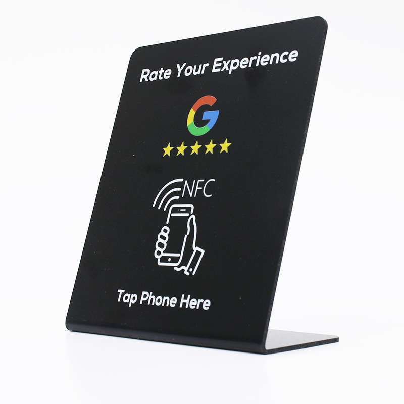 Google Review NFC Table Top Display Tap & Review Stand (Black Edition)14X12 CM