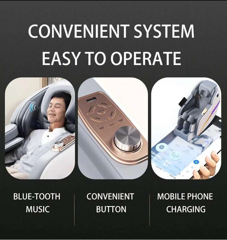 Deluxe Zero Gravity Luxury Full Body Bluetooth Massage Chair - Grey/White