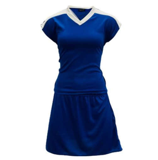 Netball Top/Skirt Kit Set for Women's Team of 10 - Royal Blue/White &amp; Bag