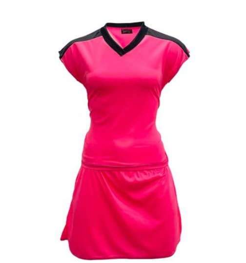 Netball Top/Skirt Kit Set for Women's Team of 10 - Neon Pink/Black &amp; Bag