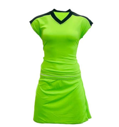 Netball Top/Skirt Kit Set for Women's Team of 10 - Neon Green &amp; Bag