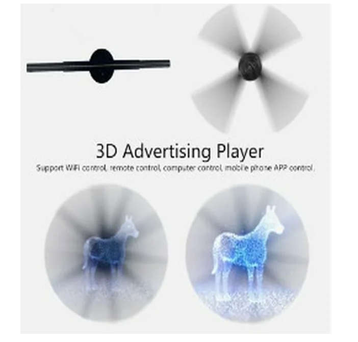 3D High Resolution Hologram Projector Fan with Remote (Portable Projector)