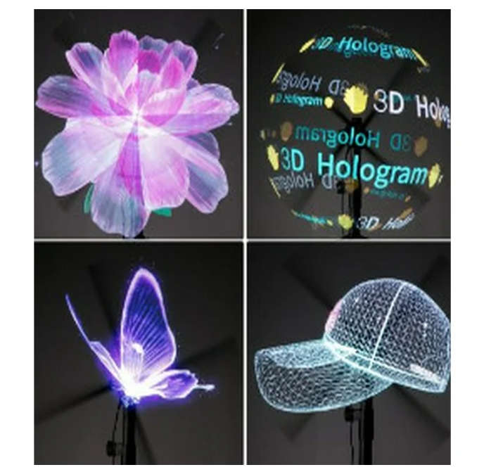 3D High Resolution Hologram Projector Fan with Remote (Portable Projector)