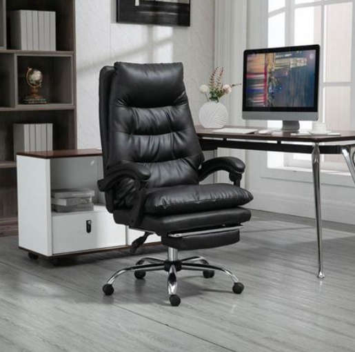 Executive Recline Ergonomic PU Leather High Back Swivel Desk Chair - Black