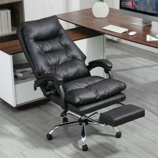 Executive Recline Ergonomic PU Leather High Back Swivel Desk Chair - Black