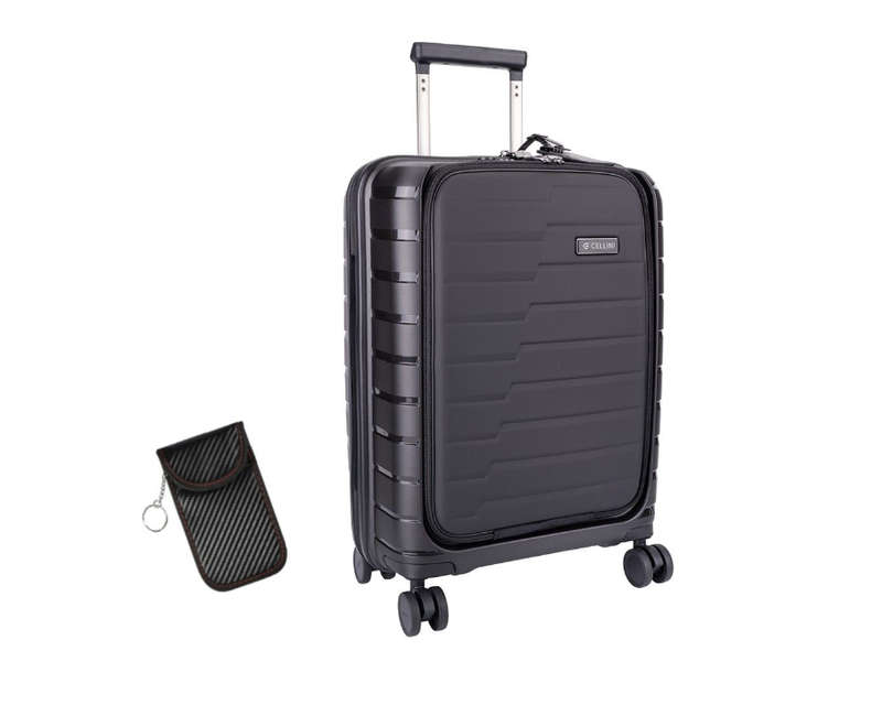 Cellini Microlite Trolley Carry-On Business Case Black &amp; Carbon RFID Case