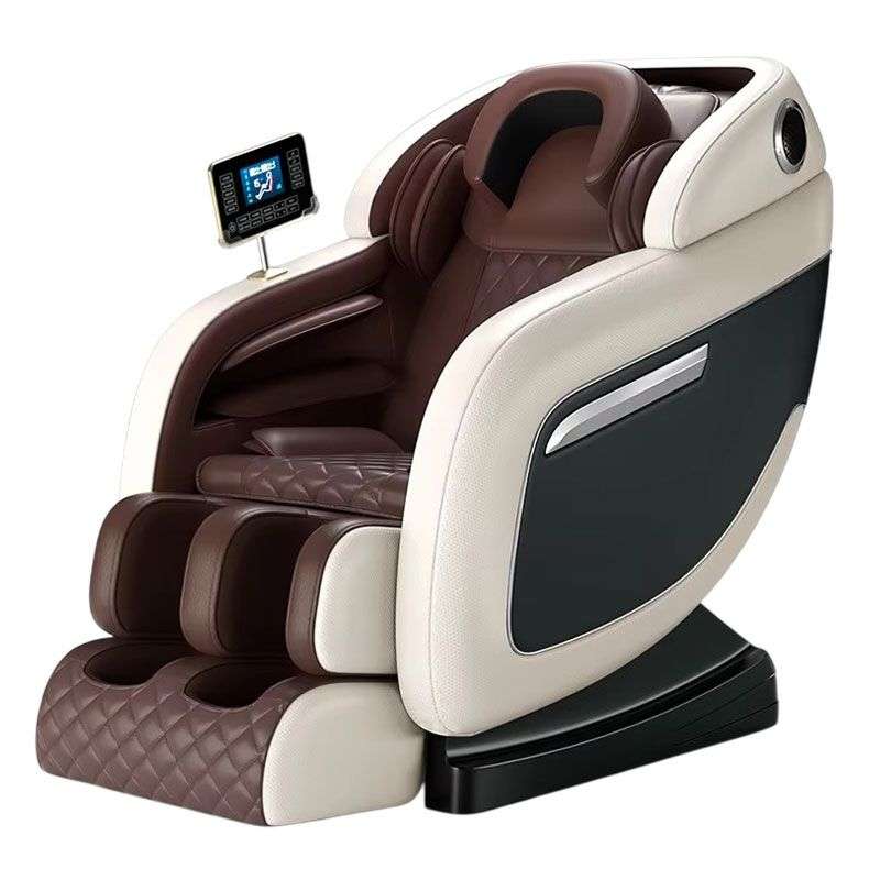 Deluxe Zero Gravity Luxury Full Body Bluetooth Massage Chair - Beige & Brown