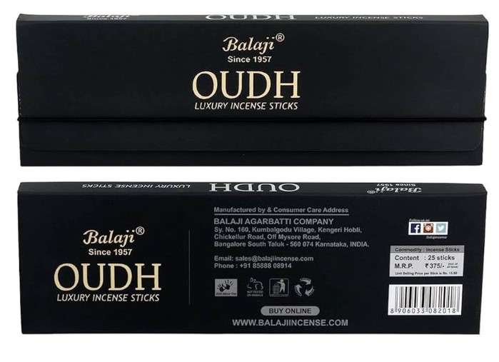 Incense Sticks - Balaji Oudh Luxury 9" Agarbatti - 25 Sticks Per Box