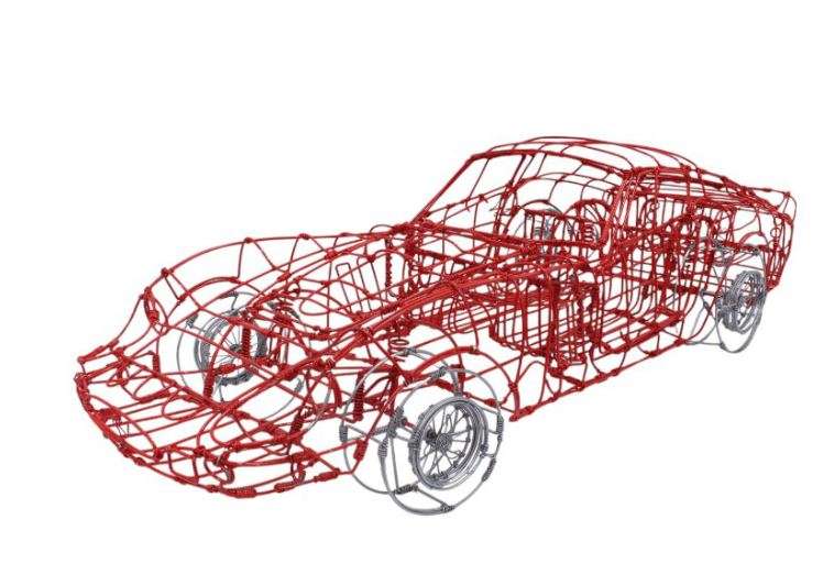 Handcrafted Wire Mesh Ferrari 250 GTO Model Car