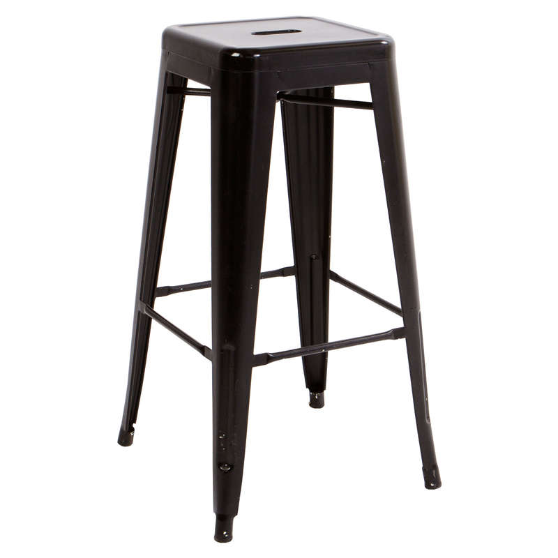 Metal High Backless Stackable Bar Stool - Black - 3 Pack