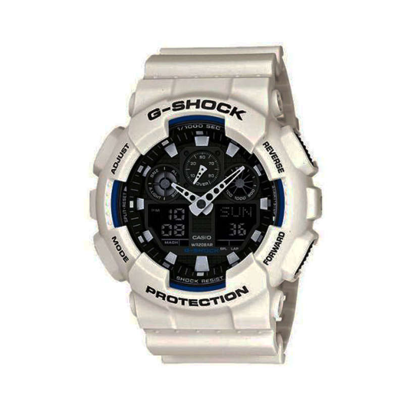 Casio G-Shock Mens 200m Standard - GA-100B-7ADR (White &amp; Black)