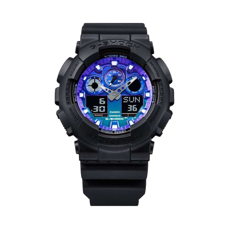 Casio G-Shock Digital Wristwatch Blue Dial/Black Strap (GA-100FL-1ADR)