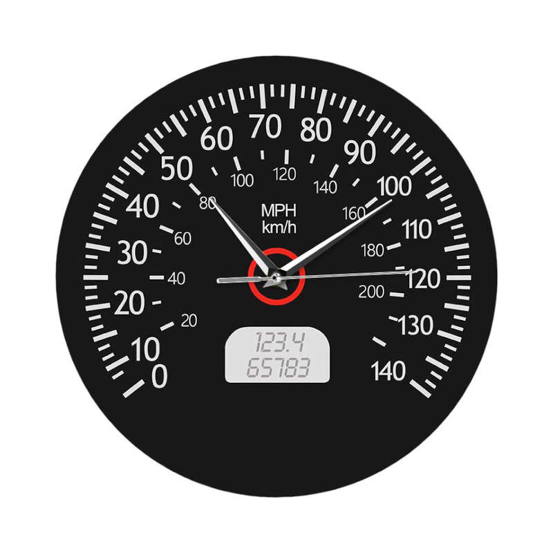 Speedometre Design 30cm Decorative Wall Clock ? Round Black Speedometer Watch