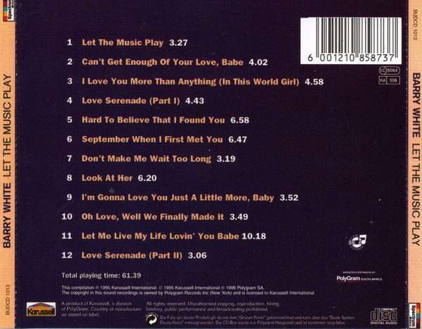 Barry White  Let The Music Play CD