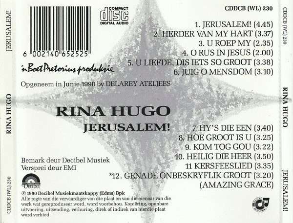 Rina Hugo  Jerusalem! CD (VG)