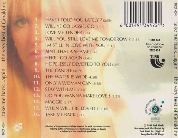 Geraldine  Take Me Back...Again (The Best Of) CD (Signed Copy)