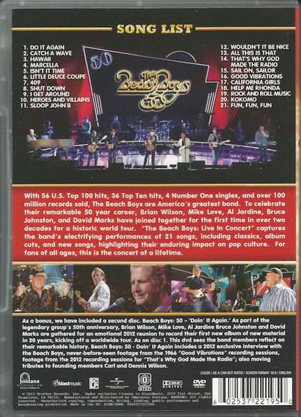 The Beach Boys  The Beach Boys 50 Live In Concert DVD