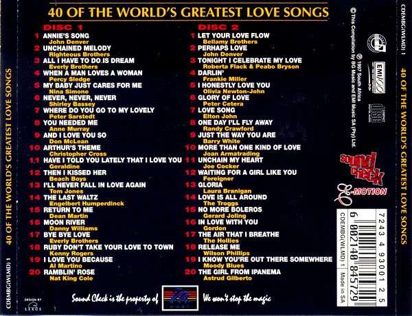 Sound Check E-Motion: 40 Of The World's Greatest Love Songs (Double CD)