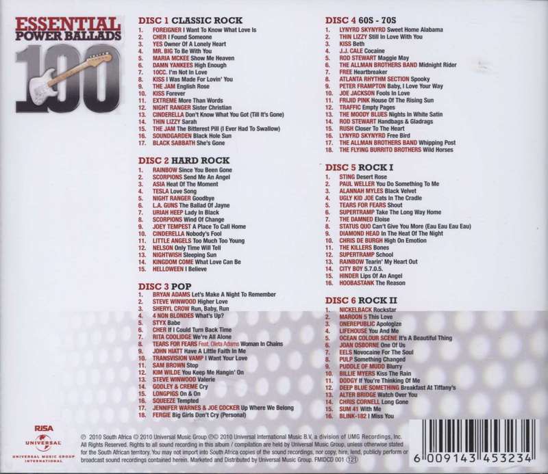 100 Essential Power Ballads (6 x CD, Boxed set)