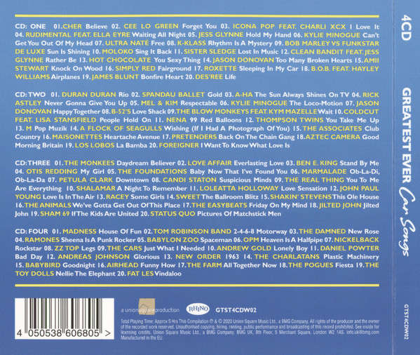 Greatest Ever Car Songs (4x CD) Brand New/Sealed