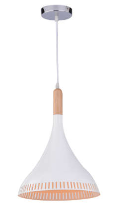 Pendant Lighting ? Scandinavian Range ? Wood And White Bell Shape
