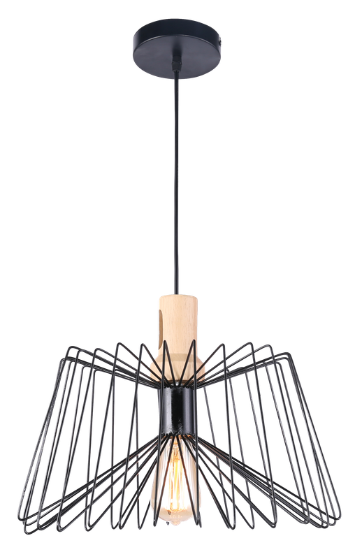 Pendant Lighting ? Scandinavian Range ? Geometric Black Metal And Wood