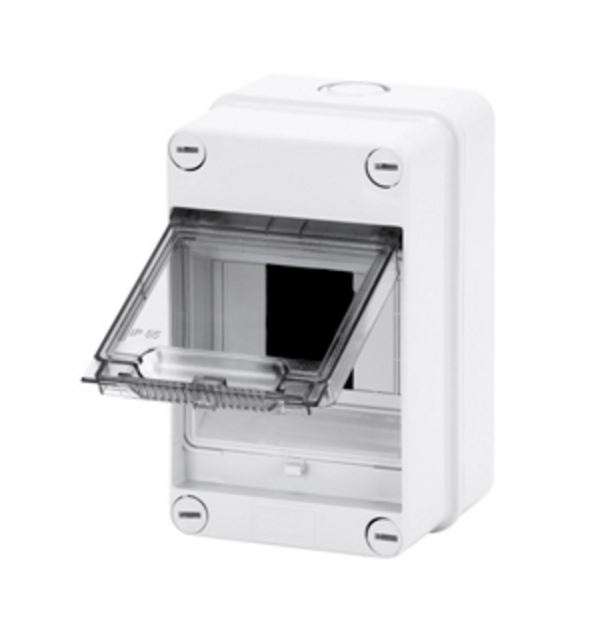 Grey Surface DB 1x4M Clear Door IP55