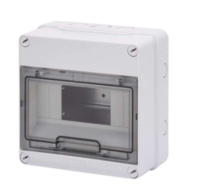 Grey Surface DB 1x8M Clear Door IP55
