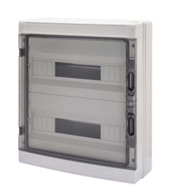 Surface DB 2x18M Smoked Door IP65