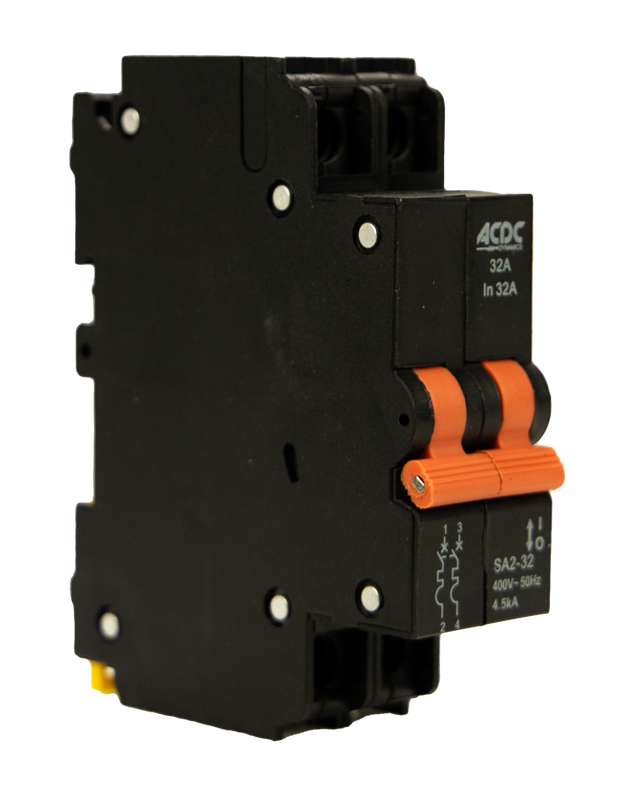 Circuit Breaker 13mm 4.5KA  2 Pole D-Curve  32A