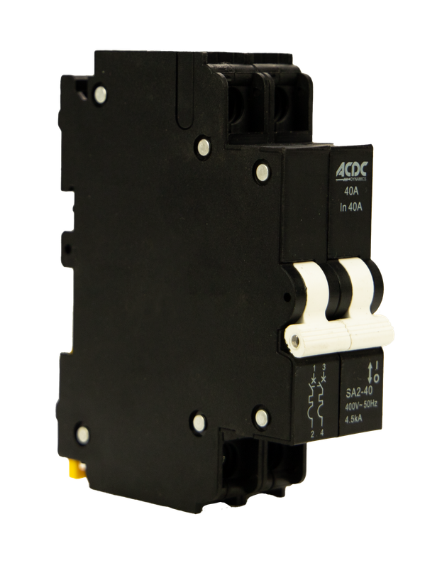 Circuit Breaker 13mm 4.5KA  2 Pole C-Curve   40A