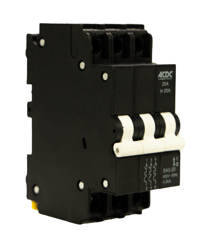 Circuit Breaker 13mm 4.5KA  3 Pole C-Curve   20A