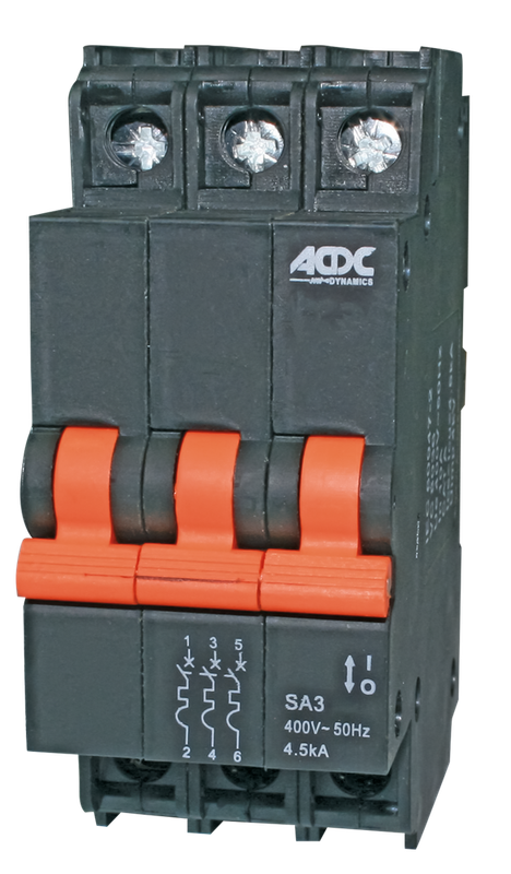 Circuit Breaker 13mm 4.5KA  3 Pole D-Curve  15A