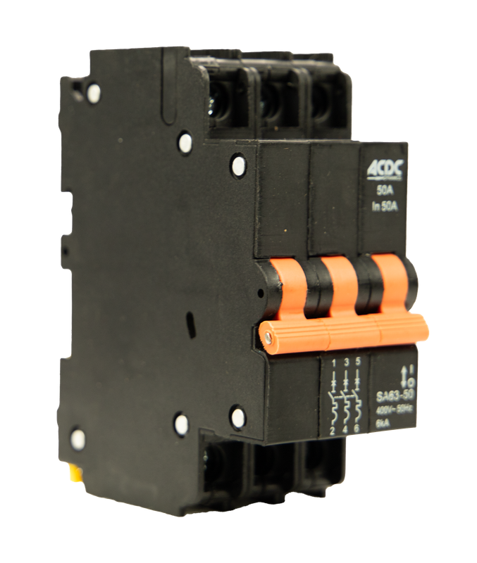 Circuit Breaker 13mm 6KA  3 Pole D-Curve  50A