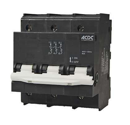 Circuit Breaker 13mm 6KA  3 Pole C-Curve   100A