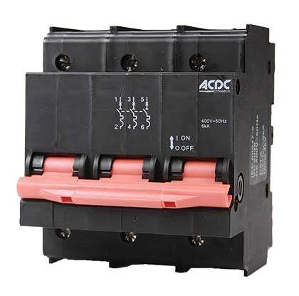 Circuit Breaker 13mm 6KA  3 Pole D-Curve  80A