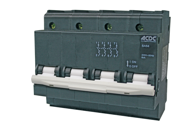 Circuit Breaker 13mm 6KA  4 Pole C-Curve   63A