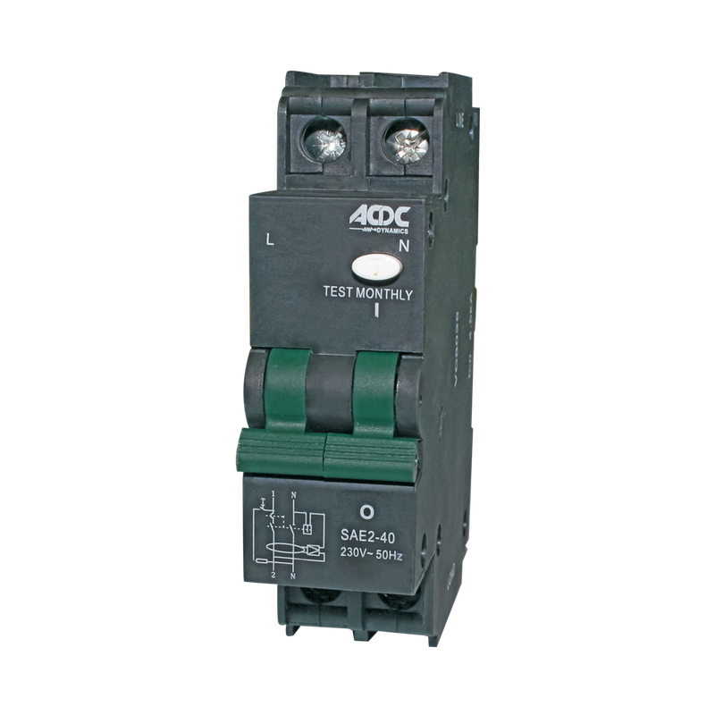 40A 30mA 2P RCD NO OVERLOAD
