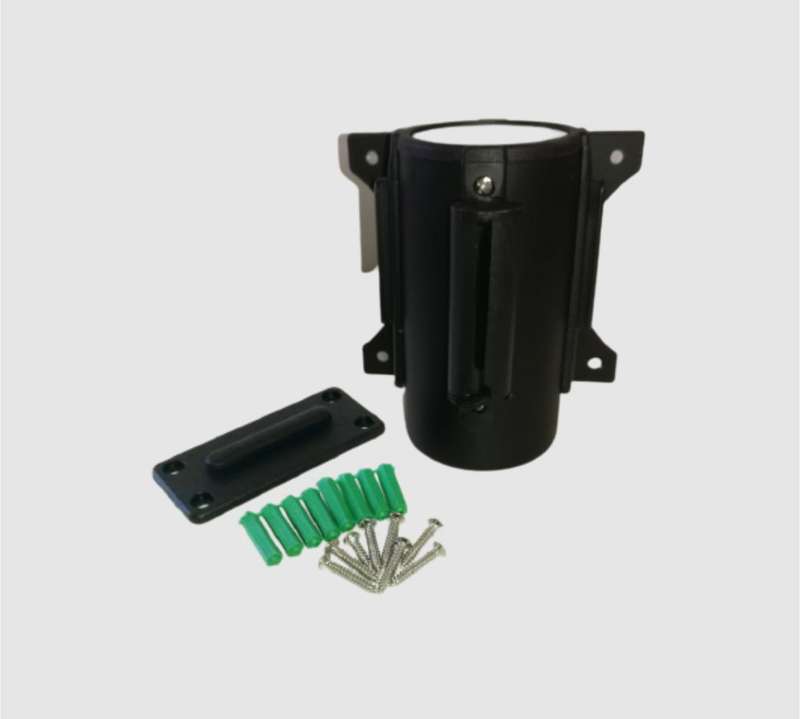 Black Wall Mounted With 2M Retractable Belt Queue Barrier