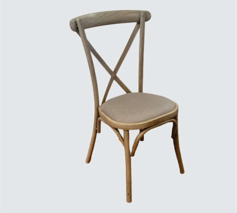 Metal Cross Back Chair- Wooden Look Colour