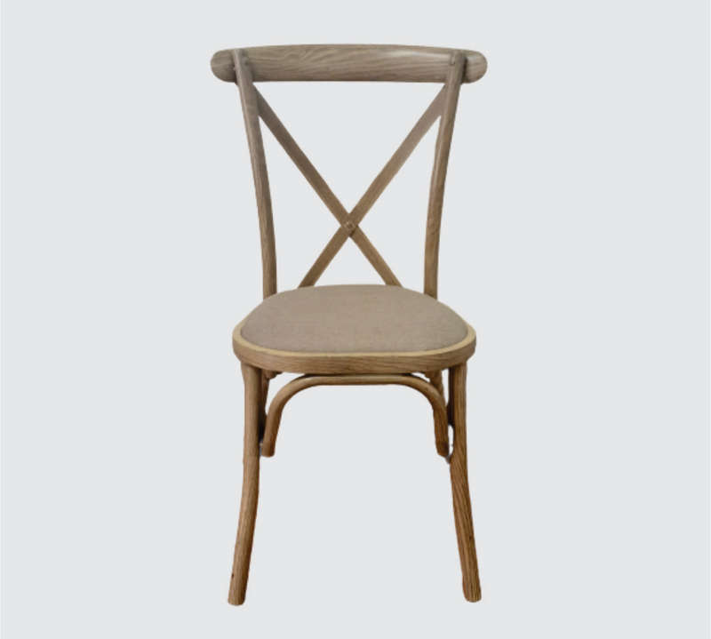 Metal Cross Back Chair- Wooden Look Colour