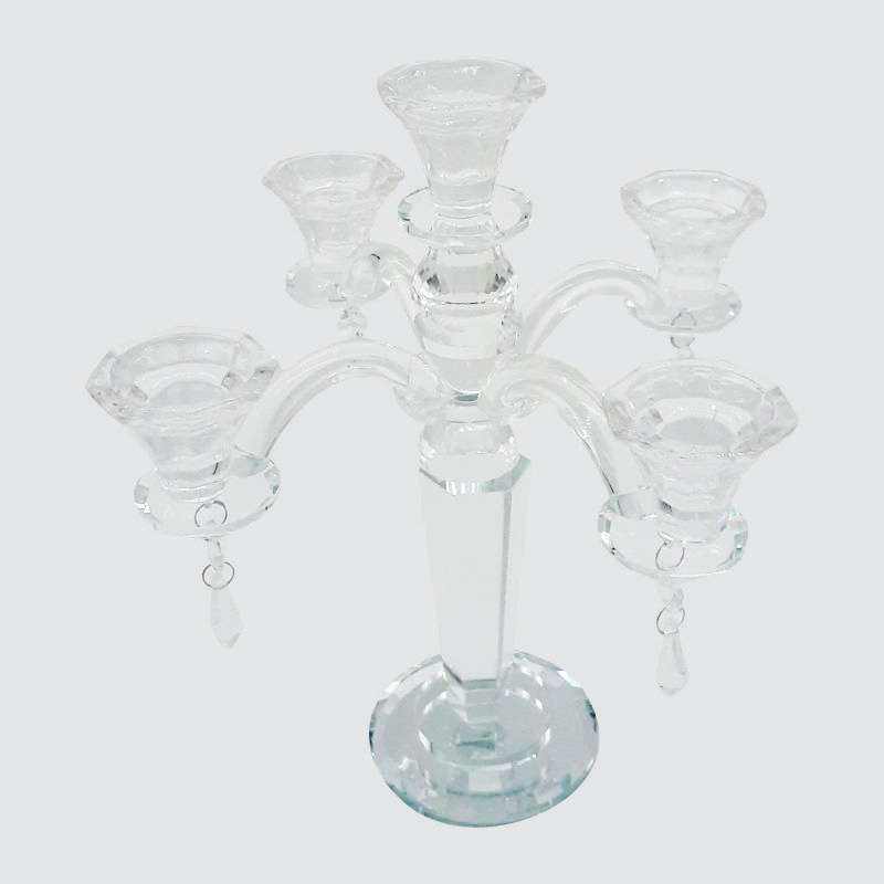 5 Branch Crystal Look Candle Holder-30cm