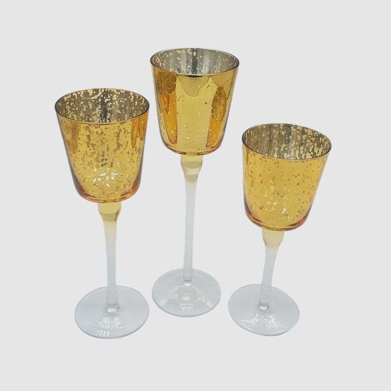 3Pc Candle Holder-Gold